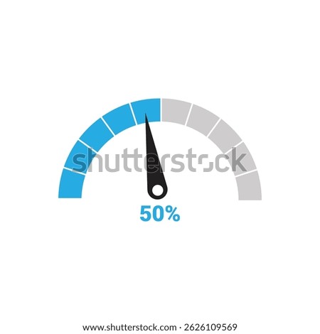 Speedometer 50% icon or speedometer symbol design vector illustration isolated on white background.