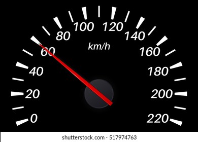 Velocímetro. 60 km por hora. Ilustración del vector