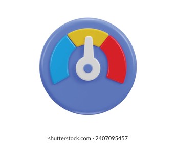 Speedometer with arrow and dashboard icon 3d render