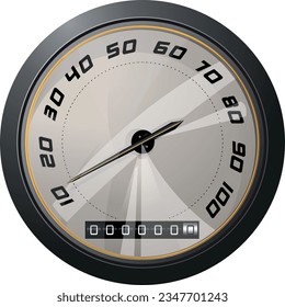 Speedometer with arrow icon. Gray monochrome illustration of speedometer with arrow vector icon for web