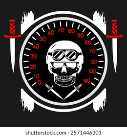 speedometer background skull vector illustration