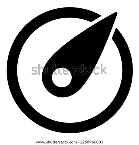 Speedometer black icon. Car speed indicator icon isolated on white background. Vector clipart.