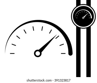 speedometer - black and white vector icon