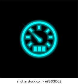 Speedometer blue glowing neon ui ux icon. Glowing sign logo vector