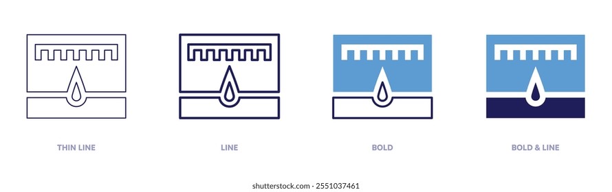 Speedometer calibration device icon in 4 different styles. Thin Line, Line, Bold, and Bold Line. Duotone style. Editable stroke.