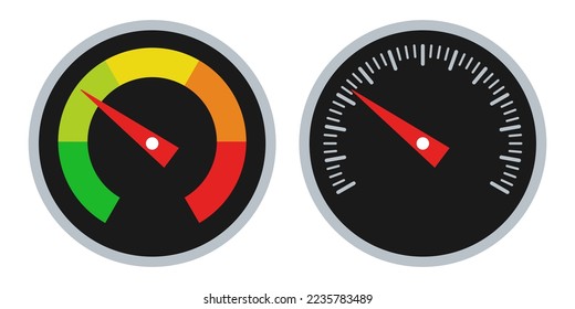 Speedometer. Car speed indicator icons isolated on white background. Vector clipart.