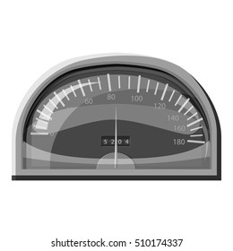 Speedometer for cars icon. Gray monochrome illustration of speedometer for cars vector icon for web