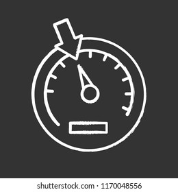 Speedometer chalk icon. Dashboard. Car instrument panel. Isolated vector chalkboard illustration