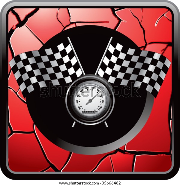 speedometer\
and checkered flags on red cracked web\
icon