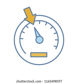 Speedometer color icon. Dashboard. Car instrument panel. Isolated vector illustration