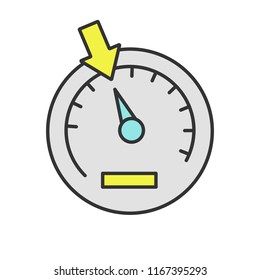 Speedometer color icon. Dashboard. Car instrument panel. Isolated vector illustration