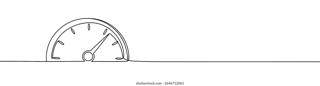 Speedometer continuous one line drawing. Speed indicator, Internet car speed. Performance concept. Speedometer set. Fast speed sign. Vector illustration.