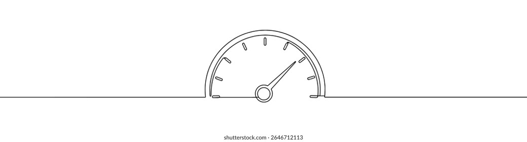 Speedometer continuous one line drawing. Speed indicator, Internet car speed. Performance concept. Speedometer set. Fast speed sign. Vector illustration.