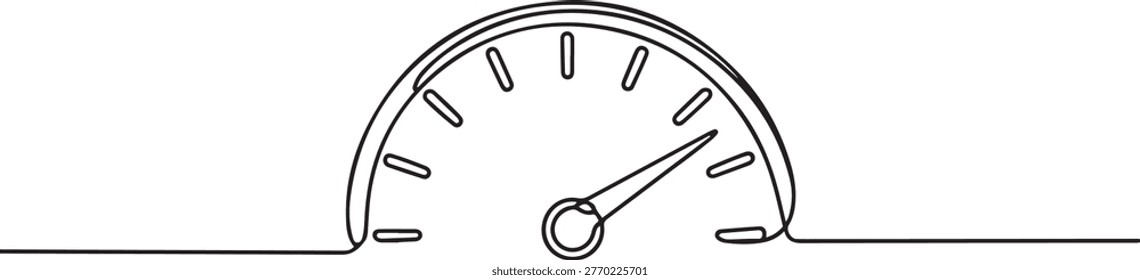 Speedometer continuous one line drawing. Speed indicator, Internet car speed. Performance concept. one line Icon drawing
