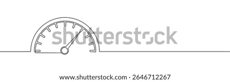 Speedometer continuous one line drawing. Speed indicator, Internet car speed. Performance concept. Speedometer set. Fast speed sign. Vector illustration.