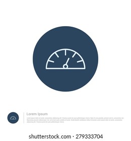 Speedometer Dashboard icon thin line for web and mobile, modern minimalistic flat design. Vector outline icon and offset colour on light white background. vector illustration