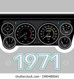 Speedometer Dashboard scales of devices with needles. Power control concept vector illustration