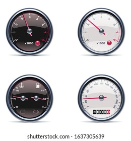 Speedometer in dashboard vector illustration, speed automobile vector.