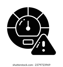 Speedometer with exclamation mark depicting speed limit vector design, isolated on white background