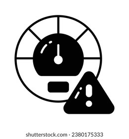 Speedometer with exclamation mark depicting speed limit vector design, isolated on white background