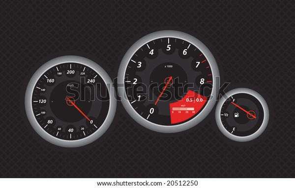 Speedometer from fast car, with red\
details. Vectored eps\
illustration.