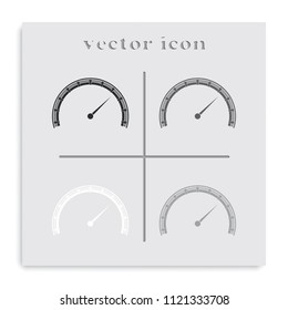 Speedometer flat black and white vector icon. Scale sign.
