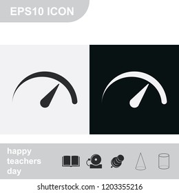 Speedometer flat black and white vector icon.