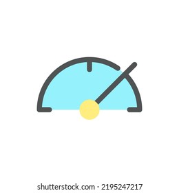 Speedometer flat color ui icon. Films editing tool. Speed settings. Automotive instrument. Simple filled element for mobile app. Colorful solid pictogram. Vector isolated RGB illustration