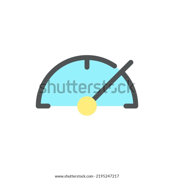 Speedometer\
flat color ui icon. Films editing tool. Speed settings. Automotive\
instrument. Simple filled element for mobile app. Colorful solid\
pictogram. Vector isolated RGB\
illustration