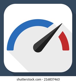 Speedometer flat icon with long shadow