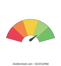 Speedometer flat icon. Sign colorful speedometer. Vector logo for web design, mobile and infographics. Vector illustration. Isolated on white background