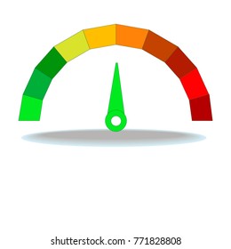 Speedometer flat icon. Sign colorful speedometer. Vector logo for web design, mobile and infographics. Vector. Isolated on white background
