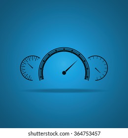 Speedometer flat icon. Tachometer illustration.