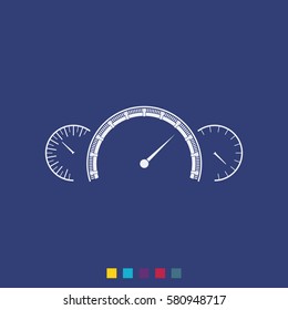 Speedometer flat icon. Tachometer illustration.