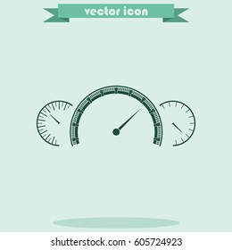 Speedometer flat icon. Tachometer illustration.
