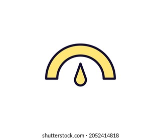 Speedometer flat icon. Thin line signs for design logo, visit card, etc. Single high-quality outline symbol for web design or mobile app. Siign outline pictogram.