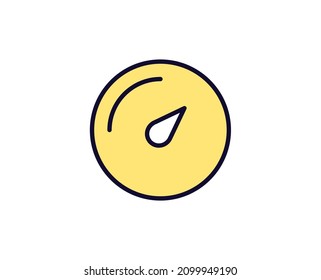 Speedometer flat icon. Thin line signs for design logo, visit card, etc. Single high-quality outline symbol for web design or mobile app. Siign outline pictogram.