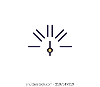 Speedometer flat icon. Thin line signs for design logo, visit card, etc. Single high-quality outline symbol for web design or mobile app. Siign outline pictogram.