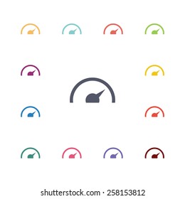 speedometer flat icons set. Open colorful buttons 