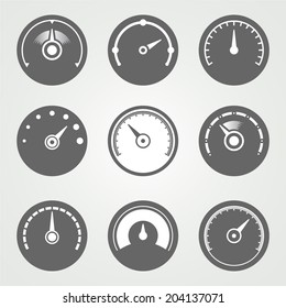 Speedometer flat vector icons collection
