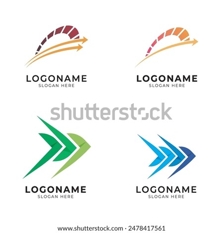 speedometer forward icon logo set