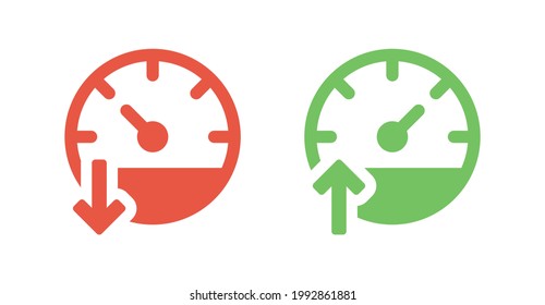 Speedometer gauge or car dashboard symbol. Slow and fast icon vector illustration
