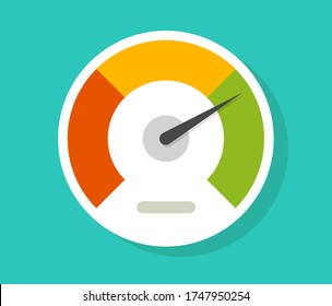 Speedometer gauge dial vector icon isolated or pressure progress power bar vector flat symbol, concept of scoring measure level indicator or performance scale meter modern design