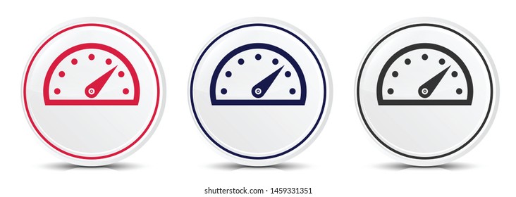 Speedometer gauge icon crystal flat round button set illustration design isolated on white background