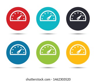 Speedometer gauge icon flat round button set illustration design isolated on white background