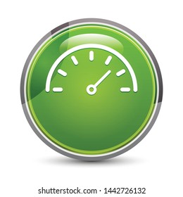 Speedometer gauge icon isolated on elegant green round button vector illustration