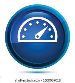 Speedometer gauge icon isolated on elegant blue round button illustration