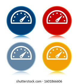 Speedometer gauge icon isolated on trendy flat round buttons set reflected illustration design