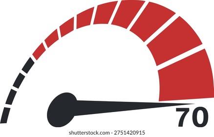 Speedometer Gauge Icon Showing 70 Percent Level