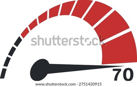Speedometer Gauge Icon Showing 70 Percent Level